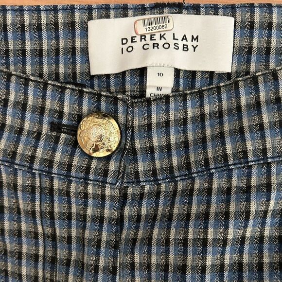 Derek Lam 10 Crosby Blue Check Cropped Flare Trousers Size 10 - Picture 7 of 7